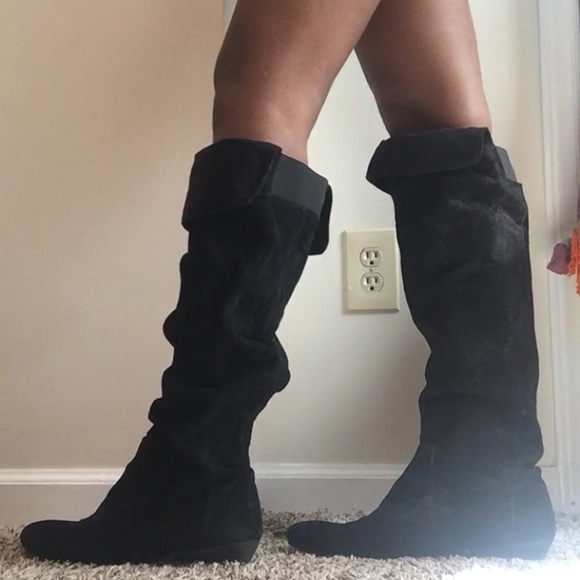 Nine West Shoes Knee High Velvet Boots Poshmark